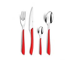 Amefa ECLAT MÃ©nagÃ¨re 24 PiÃ¨ces pour 6 Personnes 6 CuillÃ¨res 6 Fourchettes 6 Couteaux 6 CuillÃ¨res Ã CafÃ© ThÃ©, Acier Inoxydable, Plastique, Rouge/Argent, 24-teilig