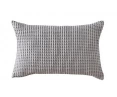 Blanc des Vosges Electre Housse et Coussin Coton Acier 30 x 50 cm