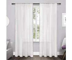 Exclusive Home Curtains Exclusif Maison Rideaux Ek5301â02 2â84r Enfants texturé Sheer bordée Pom Applique Tige de Poche fenêtre Panneau de Rideau, Lilas, 54 x 213,4 cm, Lot de 2