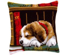 Vervaco PN-0148118 VER Coussin Ã Broder au Point de Croix Motif Chien endormi