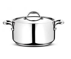 Lagostina Casserole Profonde avec 2 poignées et Couvercle Rond à 22 cm Argent