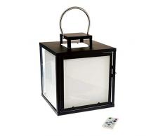 Grande lanterne mÃ©tal sans fil LED blanc/multicolore dimmable HEAVY C23 H32cm avec tÃ©lÃ©commande et socle Ã induction