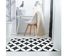 Tapis Vinyle pour le sol en PVC - AntidÃ©rapant - Protection pour le Sol - Inspiration Carreaux de Ciment - Lavable Ã la main - Epaisseur 2,2 mm - 60 cm x 100 cm - Noir et Blanc
