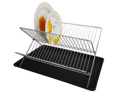 Ãgouttoir à vaisselle pliable avec plateau | Comprend une conception extensible à deux niveaux pour une capacité supplémentaire, un fini chromé antirouille et une base antidérapante | de Jean-Patrique