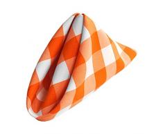 La Lin Lot DE 10Â Vichy Ã Carreaux 18Â x 45,7Â cm Serviettes de Table, Polyester, Blanc/Orange, 45.72 x 45.72 x 0.04 cm
