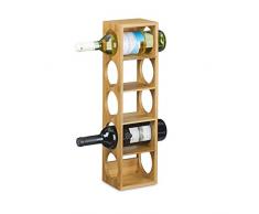 Relaxdays Ãtagère à vin en bambou HxlxP: 53 x 14 x 12 cm 5 emplacements range-bouteilles 5 étages casier à vin en bois porte-bouteilles 5 niveaux horizontal, nature