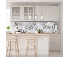 30 Stickers adhÃ©sifs carrelages | Sticker Autocollant Carreaux de Ciment - MosaÃ¯que carrelage Mural Salle de Bain et Cuisine | Carreaux de Ciment adhÃ©sif Mural - azulejos - 10 x 10 cm - 30 piÃ¨ces