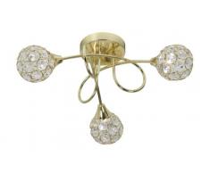 Oaks Lighting Lana Suspension semi-encastrÃ©e 3 lumiÃ¨res en forme de gouttes en cristal Laiton poli
