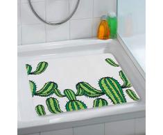 WENKO 23164100 Tapis antidÃ©rapant de douche Cactus, Blanc/Vert, 54x54 cm