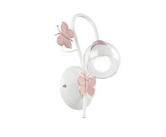 Onli Applique à une lumière en métal Papillons peints en blanc/rose