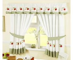 Fruits de Cuisine plissÃ©s Rideaux et embrasses, Rouge/Blanc, 46Â x 106,7Â cm, Polyester, Rouge/Blanc, 46 x 54-inch