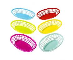 Talking Tables Cuban Fiesta Corbeilles à Fruits en Plastique pour Pique-nique, Barbecue et Fêtes Estivale, Multicolore (Paquet de 6)