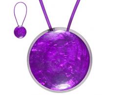 STEPHANOISE Magnet Rond Nacre Cordon Cuir, Violet, Diametre 6 cm - Envergure 30 cm
