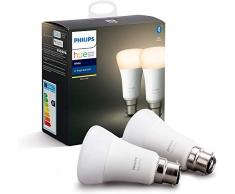Philips Hue Ampoules LED Connectées White B22 Compatible Bluetooth, Fonctionne avec Alexa Pack de 2