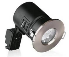 Aurora Enlite Lot de 4 plafonniers LED GU10 en nickel satiné IP65 COB â Découpe 75 mm â Profondeur dencastrement 115 mm