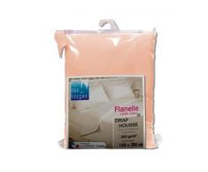 Nuit des Vosges 2066333 Caen Drap Housse Flanelle Unie/Coton Rose Pétale 160 x 200 cm