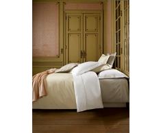 De Witte Lietaer Bumblebee Parure Percale Housse de Couette + Taies doreiller, Coton, Blanc/Beige Sand, 140x200 cm