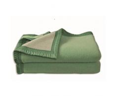 Couverture Laine Amande/Tilleul 180 x 240 cm - POYET MOTTE - Gamme Aubisque - Made in France