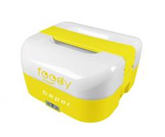 Beper - Chauffe-Plat Portable 2en1, Conteneur Divisible en 4, Allume-Cigare 12V pour la Voiture, 50W pour la Maison/le Bureau, Couverts Fournis, Lavable au Lave-Vaisselle - Jaune