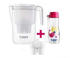 BWT Timer Carafe filtrante électronique avec magnésium + bouteille en plastique rose 2,6 l