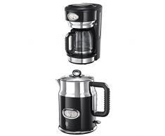 Russell Hobbs 21701-56 Cafetière filtre Retro Noir 1,25 L 1000 W + Russell Hobbs 21671-70 Bouilloire filtre Retro Noir 1,7 L 2400 W