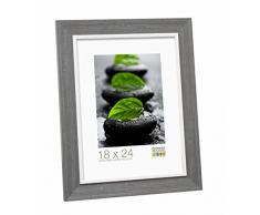 Deknudt Frames S43JF7 Cadre Photo Résine Gris avec Filet Blanc 30 x 40 cm