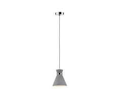 Paulmann 70890 luminaire en Suspension Verve Max. 20 Watts Lampe Suspendue IP44 Protection Contre Les aspersions éclairage de Plafond béton, Métal E27, Gris, Chrome