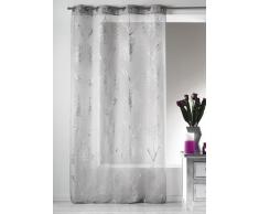 Home Maison 09406-8-AL Voilage Etamine Légère Impression Métal avec Oeillets Ronds Gris/Argent 135 x 240 cm