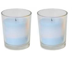 Star Lot de 2 bougies chauffe-plat Ã LED dans un verre LumiÃ¨re vacillante Bleu clair Piles incluses 7 x 4,5 cm