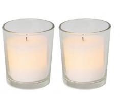 Star Lot de 2 bougies chauffe-plat Ã LED dans un verre LumiÃ¨re vacillante Blanc Piles incluses 7 x 4,5 cm