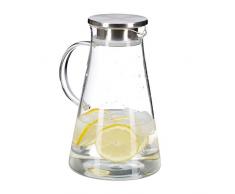 Relaxdays 10029986 Carafe en Verre, 1,8 l, avec Couvercle, jus, Eau aromatisée, Lavable au Lave-Vaisselle, Transparent