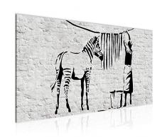 Tableau decoration murale Washing Zebra Banksy Graffiti - XXL Impression sur Toile Salon Appartment 1 Parties - prêt à accrocher - 303212a