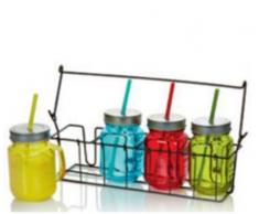 HDIUK Lot de 4Â couleurs de pot de confiture Boisson bocaux en verre avec pailles en Transport de