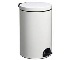 Poubelle Ã PÃ©dale, 14 L, Blanc Signalisation