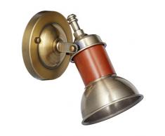 Relaxdays 10023798_860 Lampe Murale Laiton Luminaire Mur métal, Applique Flexible, HlP 17,5 x 12 x 15 cm, Brun, Fer, Bois