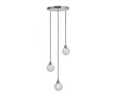 Oaks Lighting Lana Suspension 3 lumiÃ¨res en forme de gouttes de cristal ChromÃ© poli