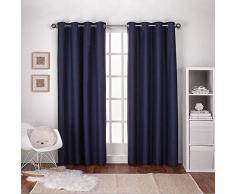 Exclusive Home Curtains Exclusif Maison Rideaux Enfants Lin texturé Thermique Grommet Top fenêtre Panneau de Rideau Paire, Bleu Marine, 54 x 96 cm, 2 pièces
