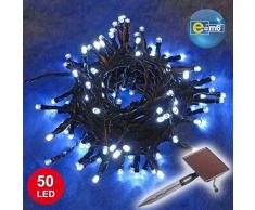 E=M6 5SOL101WW Guirlande Solaire 50 LED, Plastique, Blanc
