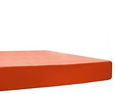 Blanc des Vosges Uni Jersey Drap housse extensible Coton Orange 180 x 200 Ã 200x220 cm