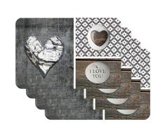 Venilia Set de table LOVE IN WOOD, 45 x 30 cm, 4 pcs, antidérapant résiste à la chaleur et fait, Polypropylène, 59082