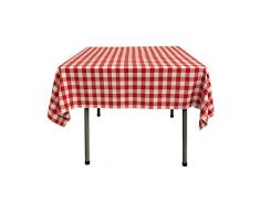 La Lin Vichy à Carreaux Nappe Carré, Polyester, Rouge/Blanc, 147.32 x 147.32 x 0.04 cm
