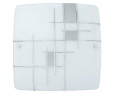 Eglo 90383 Plafonnier, Verre, E27, Argent, Blanc