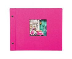 Goldbuch Album Photo Tendance, Bella Vista, 30 X 25 Cm, 40 Noires Pages avec Intercalaires En Verre, Extensibles, Rose, 26978
