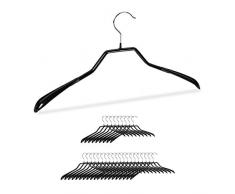 Relaxdays 10029416_46 Cintre à Veste épaules Larges, Set de 30, Caoutchouc antidérapant, Crochet, métal, Fer, PVC, Noir