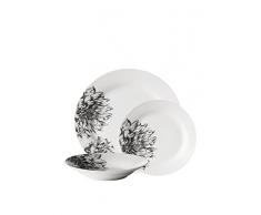 Premier Housewares Service de table 12Â piÃ¨ces blanc/noir