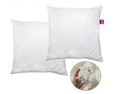 Abeil Lot de 2 Oreillers Voluptueux Matelassé Blanc 60 x 60 cm