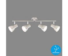 Briloner Leuchten 2860-042 Plafonnier, Applique, Spots Orientables et Pivotants, 4X E14, Max. 25 Watt, rétro, Nickel Mat, 605x80x150mm (LxLxH)
