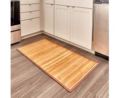 iDesign tapis de bain, grand tapis cuisine, couloirs, salle de bain ou toilettes en bambou, tapis de cuisine ou de salle de bain étanche, marron clair