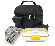 Spice Set sac isotherme avec bandouliÃ¨re + chauffe-plat jaune en inox, bac amovible en acier inoxydable Borsa Term + Scaldavivande 0,9 L Bianco,giallo