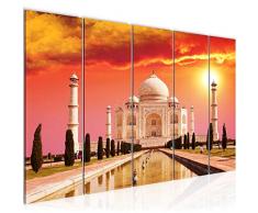 Tableau decoration murale Taj Mahal Inde 150 x 60 cm - XXL Impression sur Toile Salon Appartment 5 Parties - prêt à accrocher - 600556a
